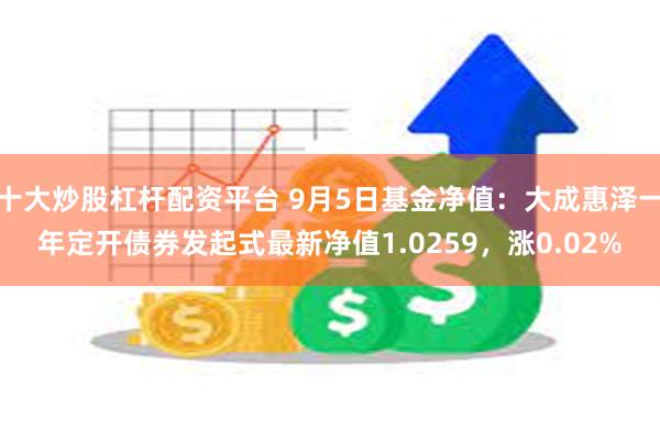 十大炒股杠杆配资平台 9月5日基金净值：大成惠泽一年定开债券发起式最新净值1.0259，涨0.02%