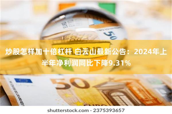 炒股怎样加十倍杠杆 白云山最新公告：2024年上半年净利润同比下降9.31%